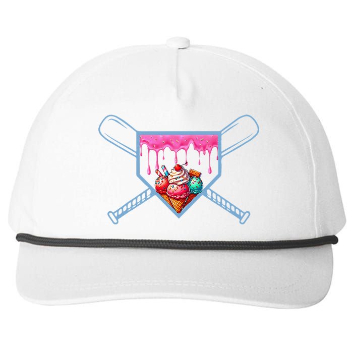 B.A.S.E.B.A.L.L Home Plate Social Club For Boy Ice Cream Drip Snapback Five-Panel Rope Hat