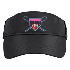 B.A.S.E.B.A.L.L Home Plate Social Club For Boy Ice Cream Drip Adult Drive Performance Visor