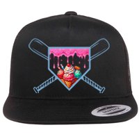 B.A.S.E.B.A.L.L Home Plate Social Club For Boy Ice Cream Drip Flat Bill Trucker Hat