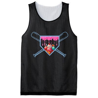 B.A.S.E.B.A.L.L Home Plate Social Club For Boy Ice Cream Drip Mesh Reversible Basketball Jersey Tank