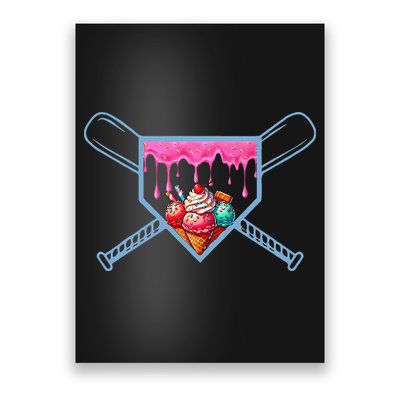 B.A.S.E.B.A.L.L Home Plate Social Club For Boy Ice Cream Drip Poster