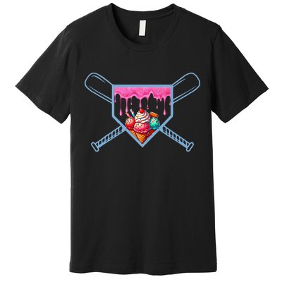 B.A.S.E.B.A.L.L Home Plate Social Club For Boy Ice Cream Drip Premium T-Shirt