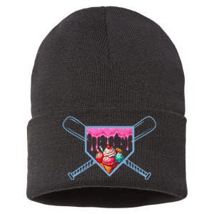 B.A.S.E.B.A.L.L Home Plate Social Club For Boy Ice Cream Drip Sustainable Knit Beanie