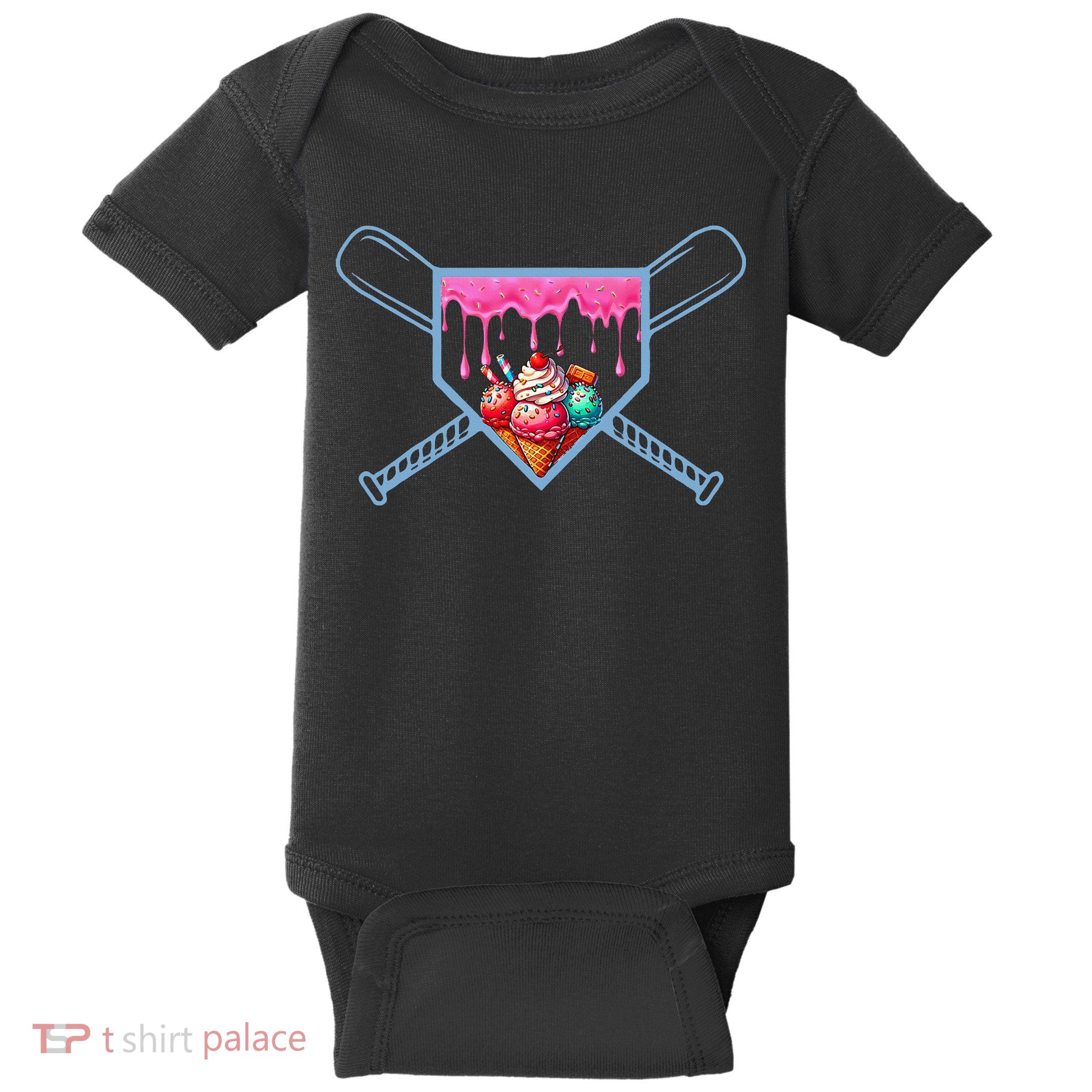 B.A.S.E.B.A.L.L Home Plate Social Club For Boy Ice Cream Drip Baby Bodysuit