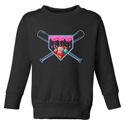 B.A.S.E.B.A.L.L Home Plate Social Club For Boy Ice Cream Drip Toddler Sweatshirt