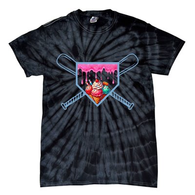 B.A.S.E.B.A.L.L Home Plate Social Club For Boy Ice Cream Drip Tie-Dye T-Shirt
