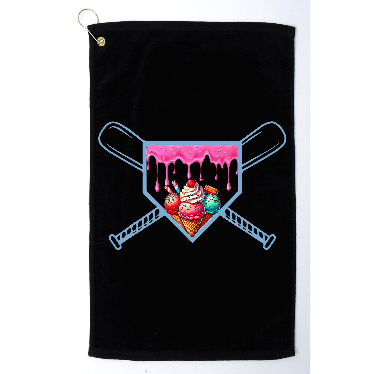 B.A.S.E.B.A.L.L Home Plate Social Club For Boy Ice Cream Drip Golf Towel
