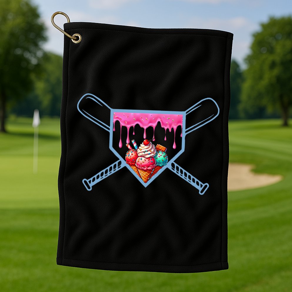 B.A.S.E.B.A.L.L Home Plate Social Club For Boy Ice Cream Drip Golf Towel