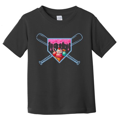 B.A.S.E.B.A.L.L Home Plate Social Club For Boy Ice Cream Drip Toddler T-Shirt
