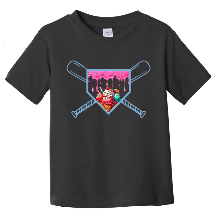 B.A.S.E.B.A.L.L Home Plate Social Club For Boy Ice Cream Drip Toddler T-Shirt