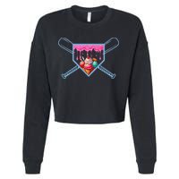 B.A.S.E.B.A.L.L Home Plate Social Club For Boy Ice Cream Drip Cropped Pullover Crew