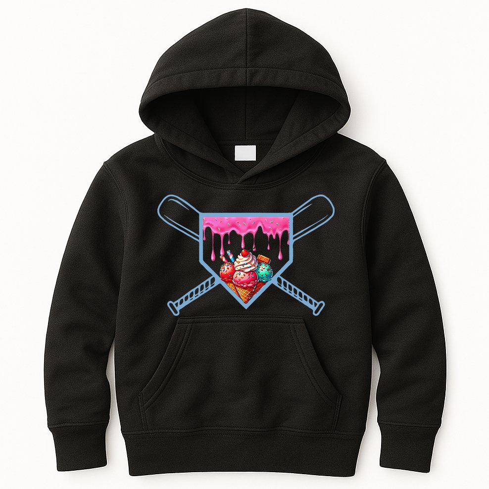 B.A.S.E.B.A.L.L Home Plate Social Club For Boy Ice Cream Drip Kids Hoodie