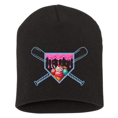 B.A.S.E.B.A.L.L Home Plate Social Club For Boy Ice Cream Drip Short Acrylic Beanie