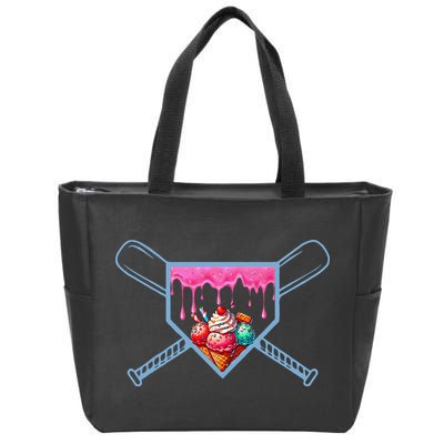 B.A.S.E.B.A.L.L Home Plate Social Club For Boy Ice Cream Drip Zip Tote Bag