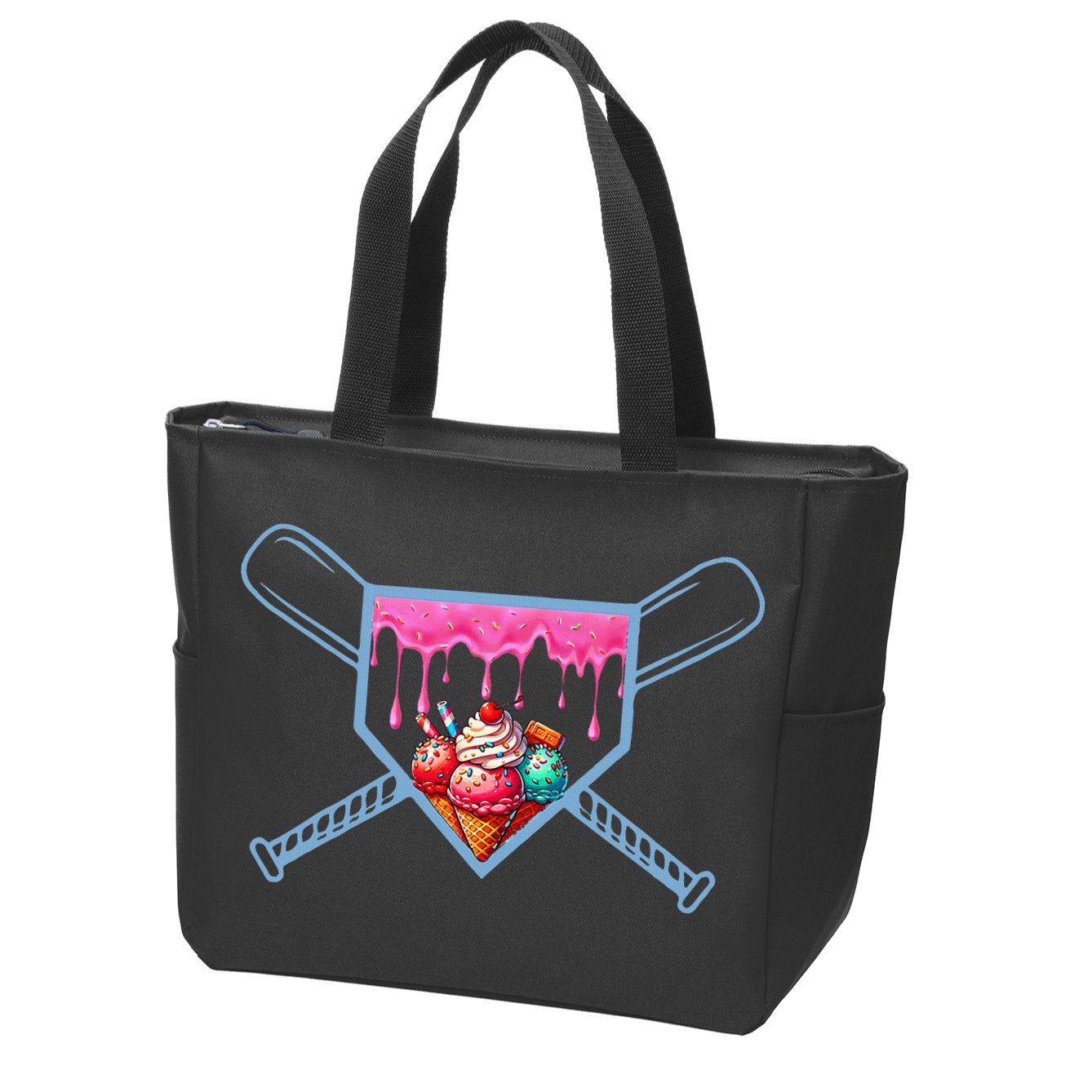 B.A.S.E.B.A.L.L Home Plate Social Club For Boy Ice Cream Drip Zip Tote Bag
