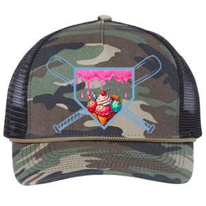 B.A.S.E.B.A.L.L Home Plate Social Club For Boy Ice Cream Drip Retro Rope Trucker Hat Cap