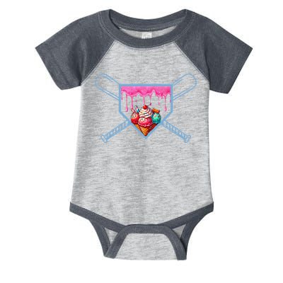 B.A.S.E.B.A.L.L Home Plate Social Club For Boy Ice Cream Drip Infant Baby Jersey Bodysuit