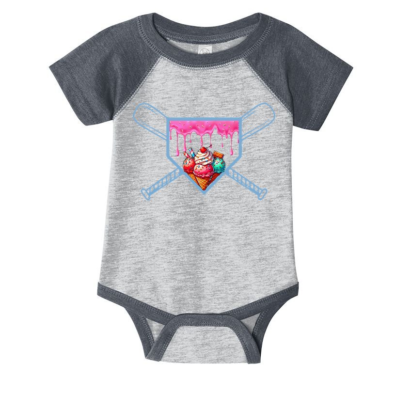 B.A.S.E.B.A.L.L Home Plate Social Club For Boy Ice Cream Drip Infant Baby Jersey Bodysuit
