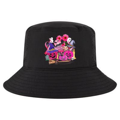 Boo Halloween Pumpkin Pink Ribbon Breast Cancer Cool Comfort Performance Bucket Hat