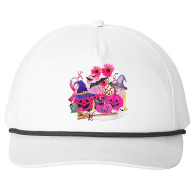 Boo Halloween Pumpkin Pink Ribbon Breast Cancer Snapback Five-Panel Rope Hat