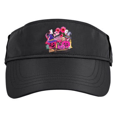 Boo Halloween Pumpkin Pink Ribbon Breast Cancer Adult Drive Performance Visor