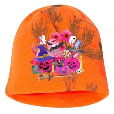 Boo Halloween Pumpkin Pink Ribbon Breast Cancer Kati - Camo Knit Beanie