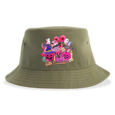 Boo Halloween Pumpkin Pink Ribbon Breast Cancer Sustainable Bucket Hat