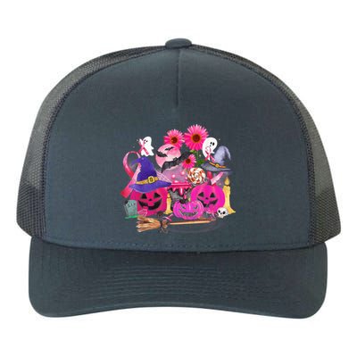 Boo Halloween Pumpkin Pink Ribbon Breast Cancer Yupoong Adult 5-Panel Trucker Hat