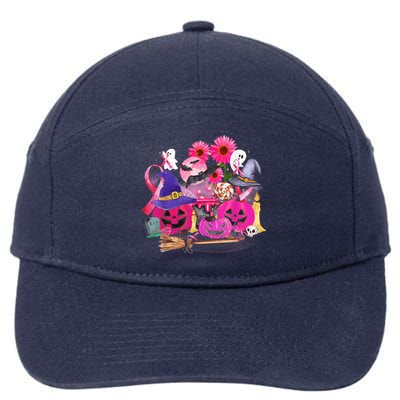 Boo Halloween Pumpkin Pink Ribbon Breast Cancer 7-Panel Snapback Hat