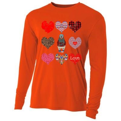 Bear Hearts Pattern Red Plaid Leopard Floral Valentines Day Gift Cooling Performance Long Sleeve Crew