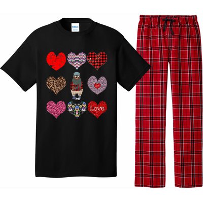 Bear Hearts Pattern Red Plaid Leopard Floral Valentines Day Gift Pajama Set