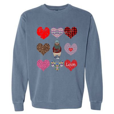 Bear Hearts Pattern Red Plaid Leopard Floral Valentines Day Gift Garment-Dyed Sweatshirt