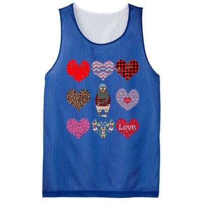 Bear Hearts Pattern Red Plaid Leopard Floral Valentines Day Gift Mesh Reversible Basketball Jersey Tank