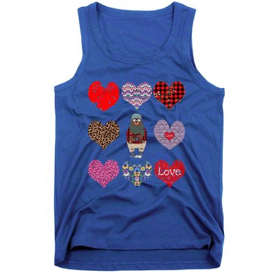 Bear Hearts Pattern Red Plaid Leopard Floral Valentines Day Gift Tank Top