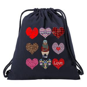 Bear Hearts Pattern Red Plaid Leopard Floral Valentines Day Gift Drawstring Bag