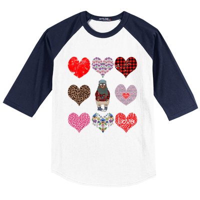 Bear Hearts Pattern Red Plaid Leopard Floral Valentines Day Gift Baseball Sleeve Shirt