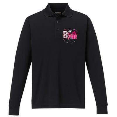 Boo Halloween Pumpkin Pink Ribbon Witch Hat Breast Cancer Performance Long Sleeve Polo