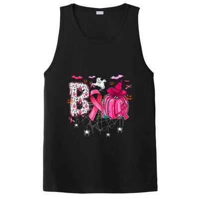 Boo Halloween Pumpkin Pink Ribbon Witch Hat Breast Cancer PosiCharge Competitor Tank