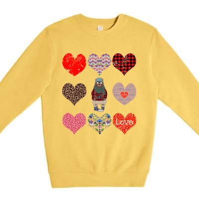 Bear Hearts Pattern Red Plaid Leopard Floral Valentines Day Gift Premium Crewneck Sweatshirt