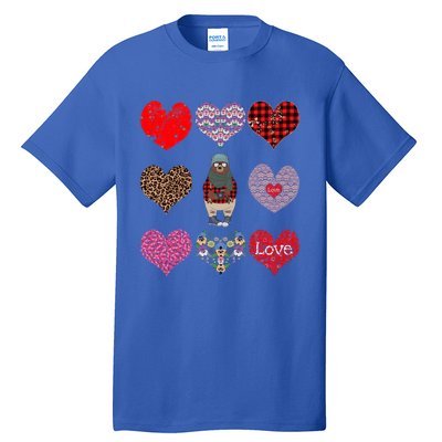 Bear Hearts Pattern Red Plaid Leopard Floral Valentines Day Gift Tall T-Shirt