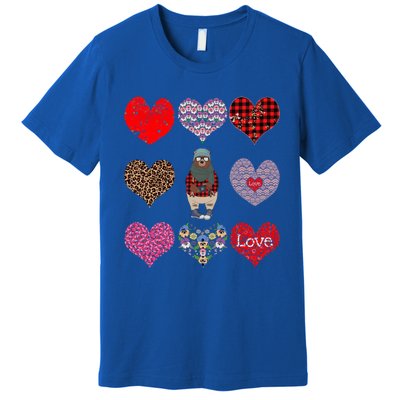 Bear Hearts Pattern Red Plaid Leopard Floral Valentines Day Gift Premium T-Shirt