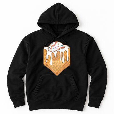 Baseball Home Plate Ice Cream Drip Fun Sports Lover Hoodie