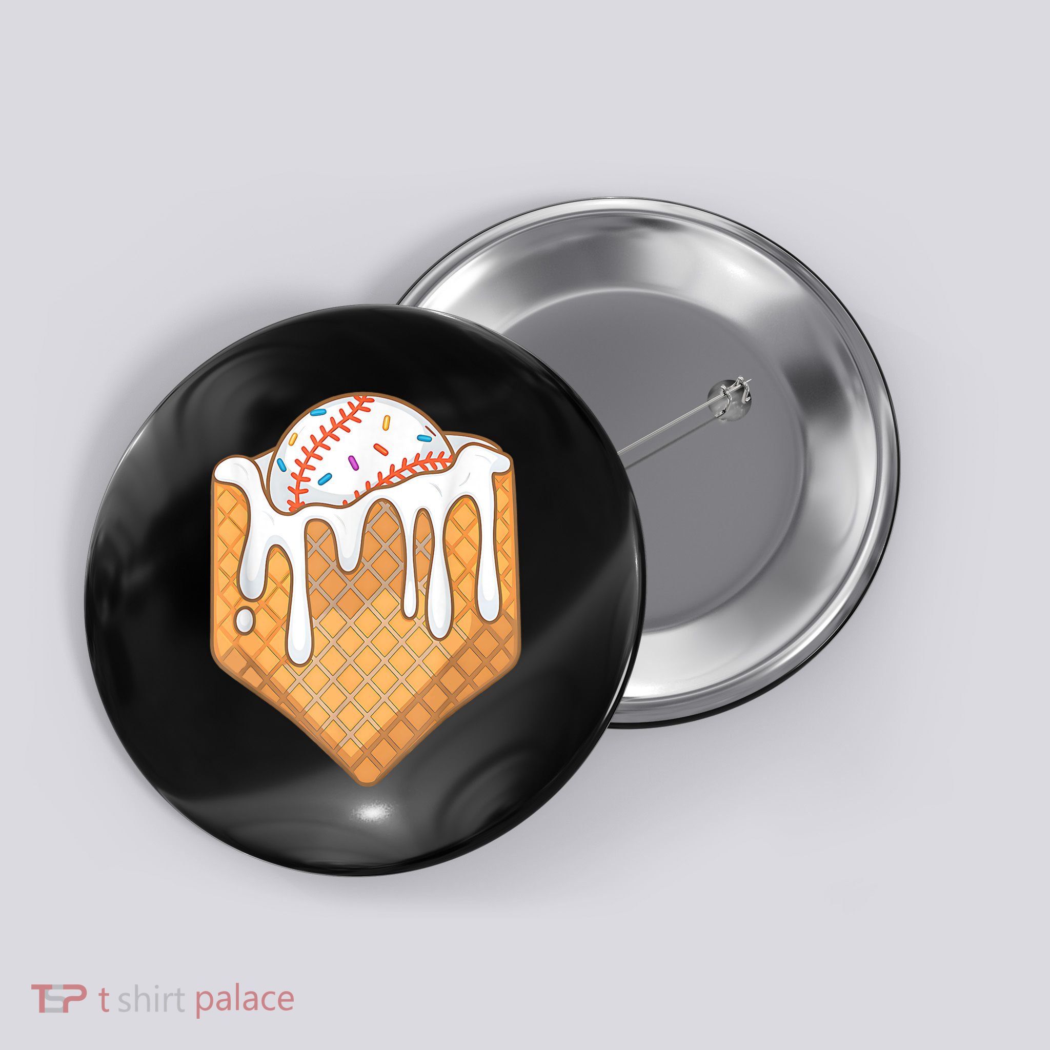Baseball Home Plate Ice Cream Drip Fun Sports Lover Button