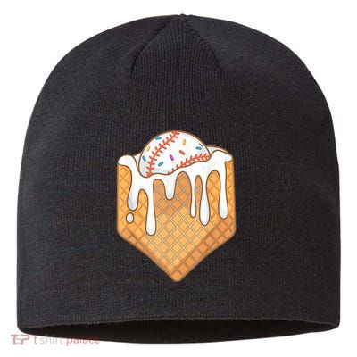 Baseball Home Plate Ice Cream Drip Fun Sports Lover Sustainable Beanie