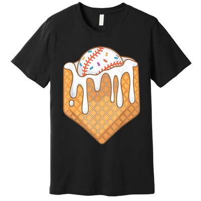 Baseball Home Plate Ice Cream Drip Fun Sports Lover Premium T-Shirt