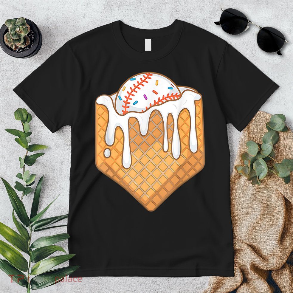 Baseball Home Plate Ice Cream Drip Fun Sports Lover Premium T-Shirt