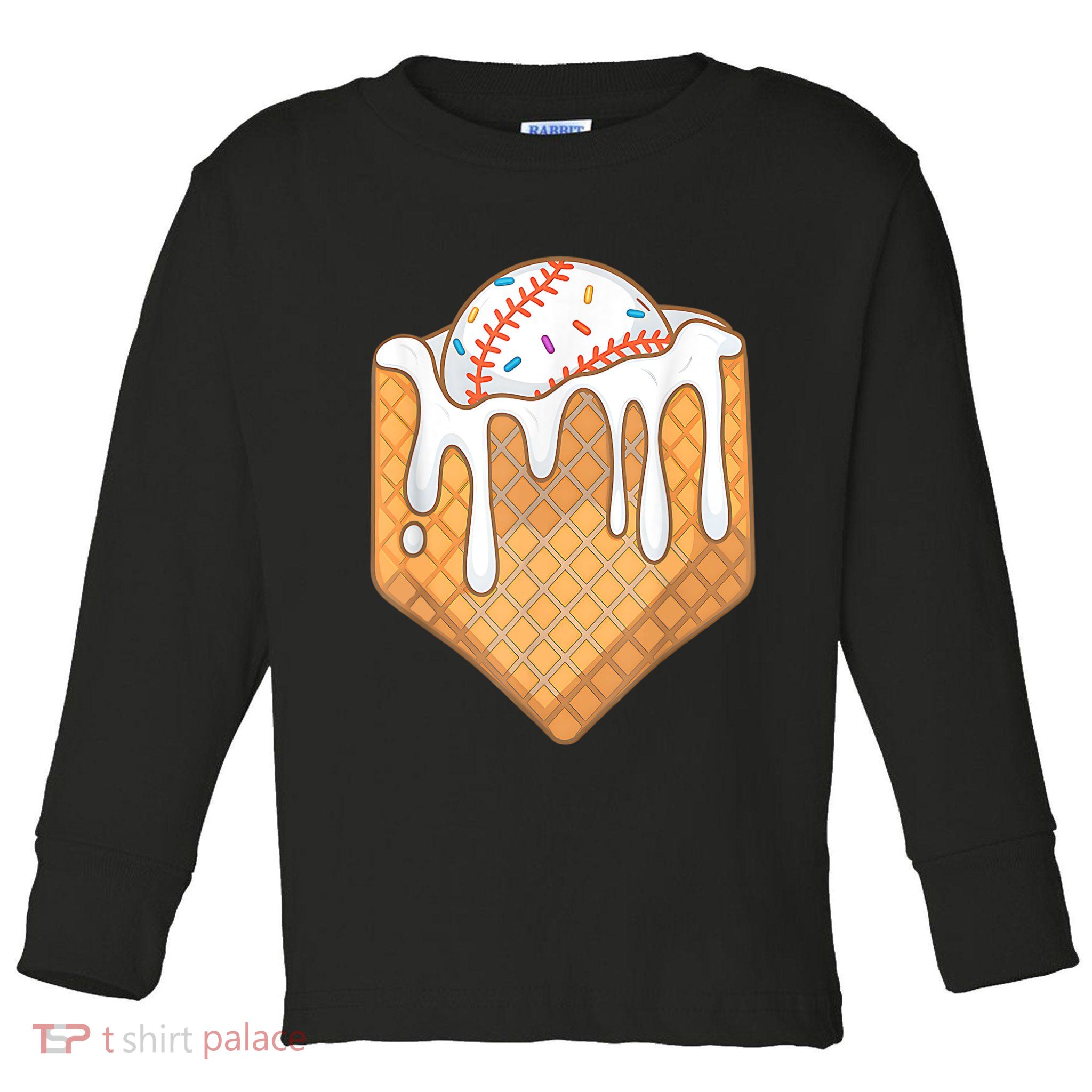 Baseball Home Plate Ice Cream Drip Fun Sports Lover Toddler Long Sleeve Shirt