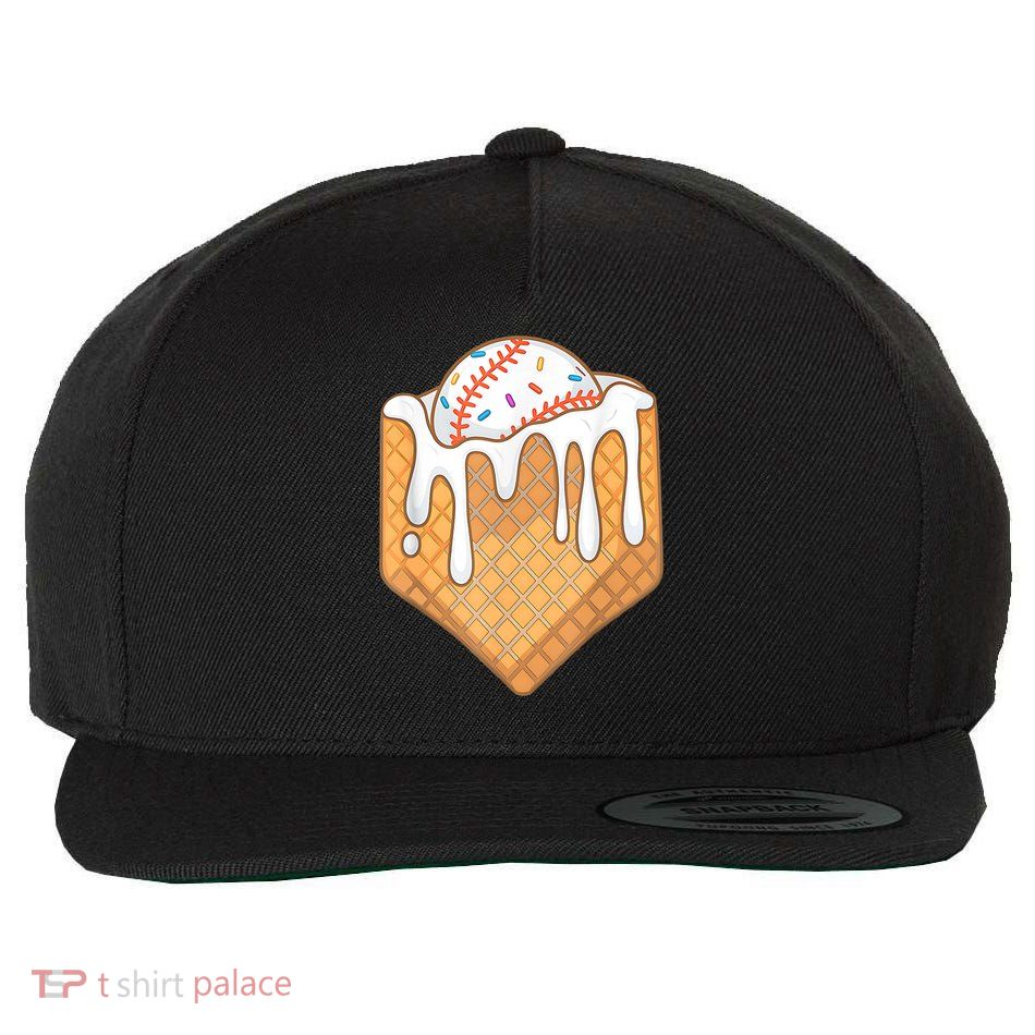 Baseball Home Plate Ice Cream Drip Fun Sports Lover Wool Snapback Cap
