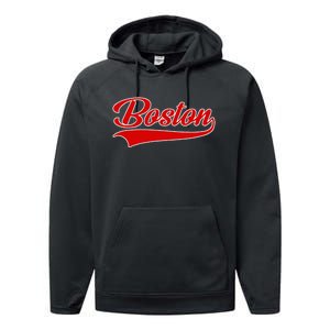 Boston Hometown Pride Throwback Design Print Classic Performance Fleece Hoodie