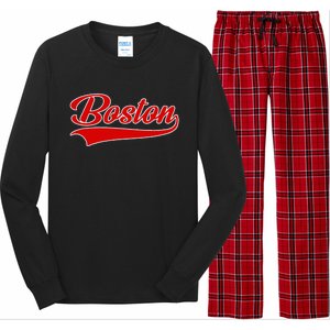 Boston Hometown Pride Throwback Design Print Classic Long Sleeve Pajama Set